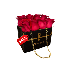 Cartera Luxury Negra con 8 Rosas